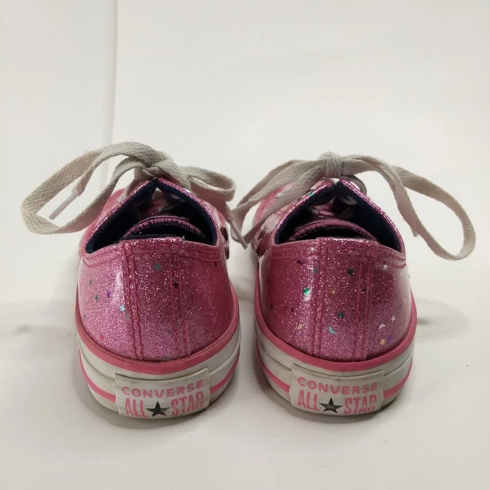 pink Sparkle Galaxy Glitter Star Converse Size US 2 Youth Girls Fun Colorful